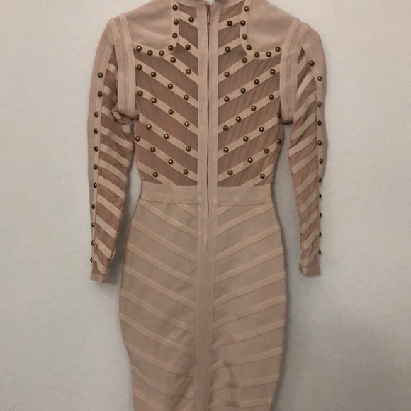 Bandage Nude Studded Bodycon Dress size small - Picture 4 of 7